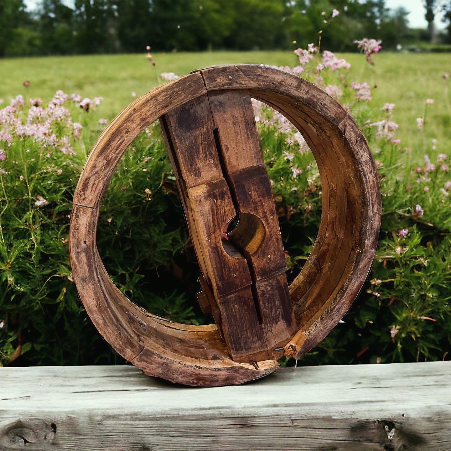 Antique flat belt pulley