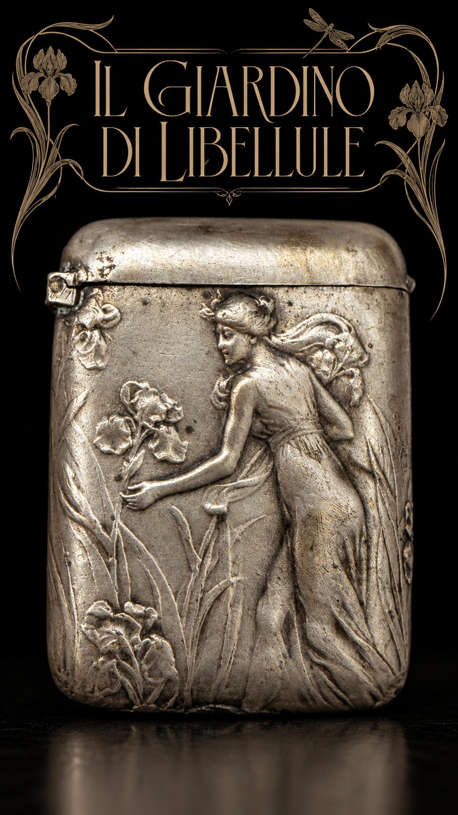 Splendido Vesta Case Liberty con donna che coglie fiori e libellula
