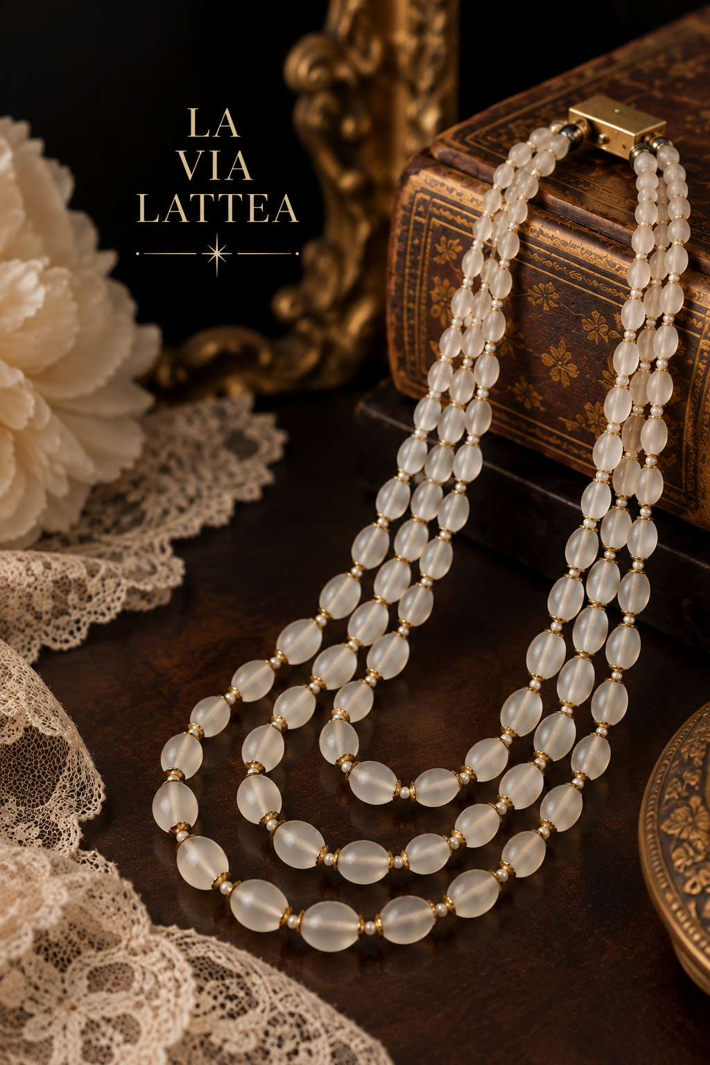 Collana perle degradé vetro cecoslovacco multifilo anni ‘50 Via Lattea