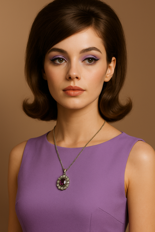 Ciondolo gioiello pendente in argento 835, italiano, anni ‘60 con corona zirconi