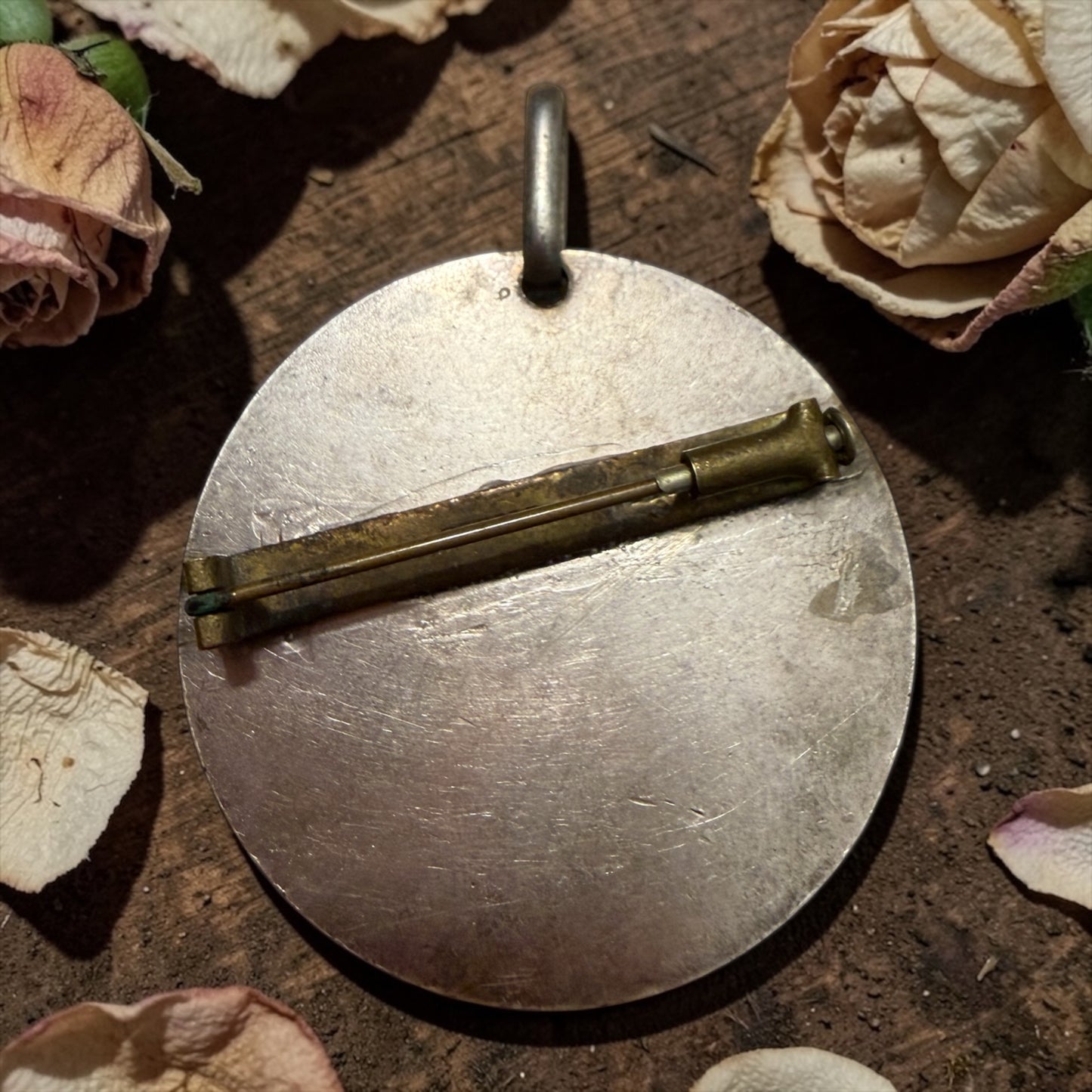 Medaglia gioiello in bronzo placcato argento, Orfeo con la lira, a firma Coudray