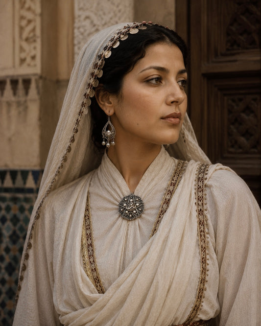 Spilla - pendente gioiello argento antico Maghreb stellato