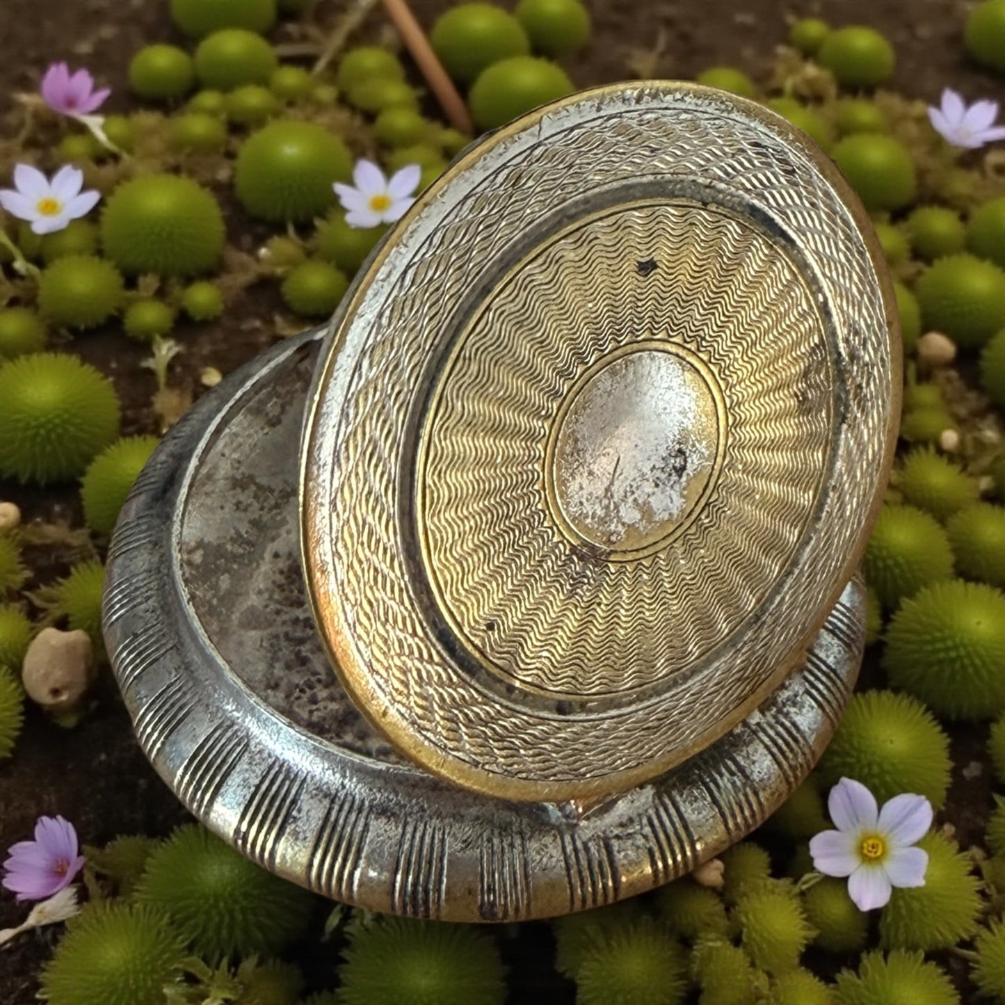 Antica Cipriera in argento anni 30 con lavorazione guilloché