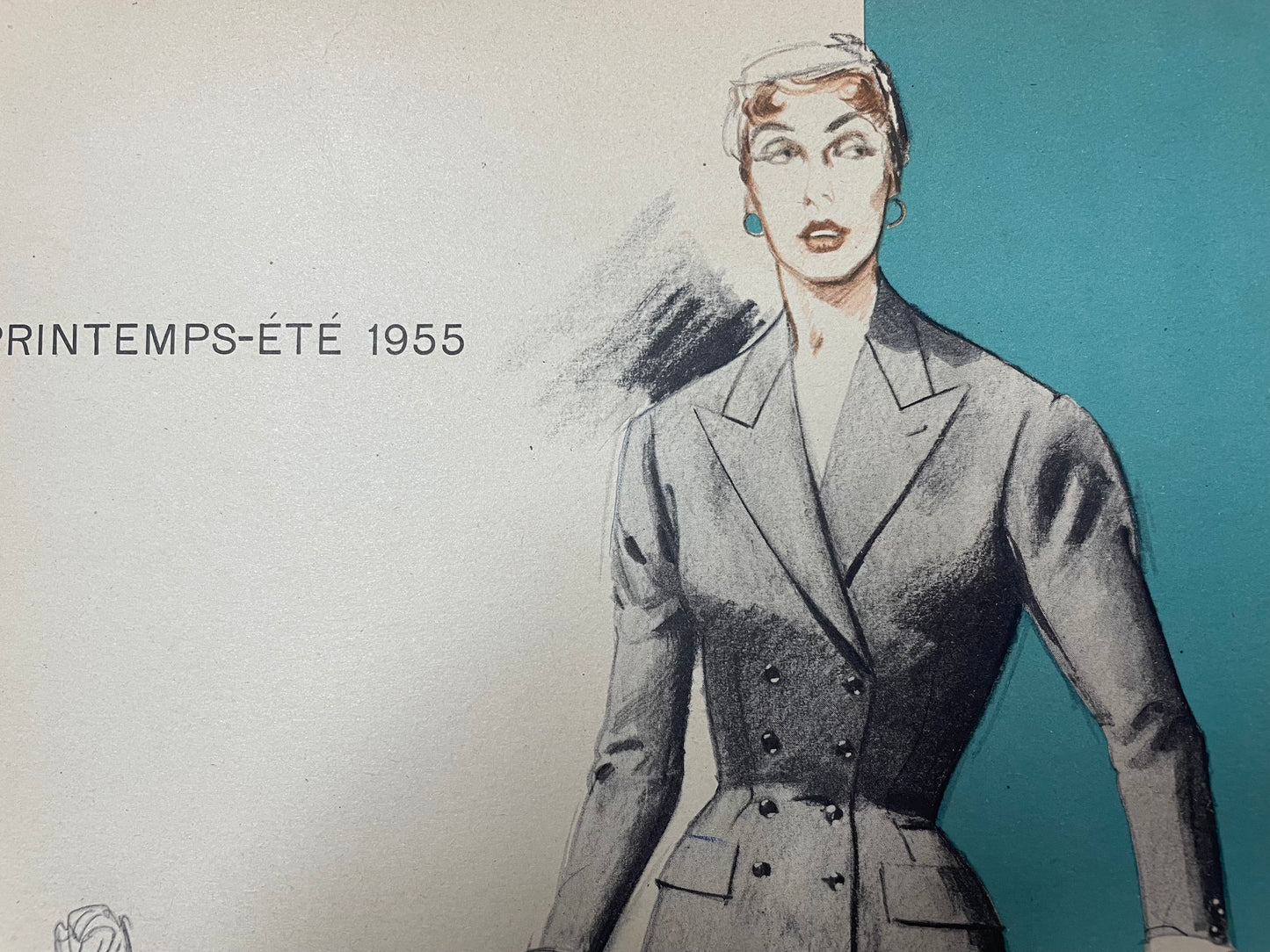 Coppia stampe bozzetti moda Choiselat anni 50