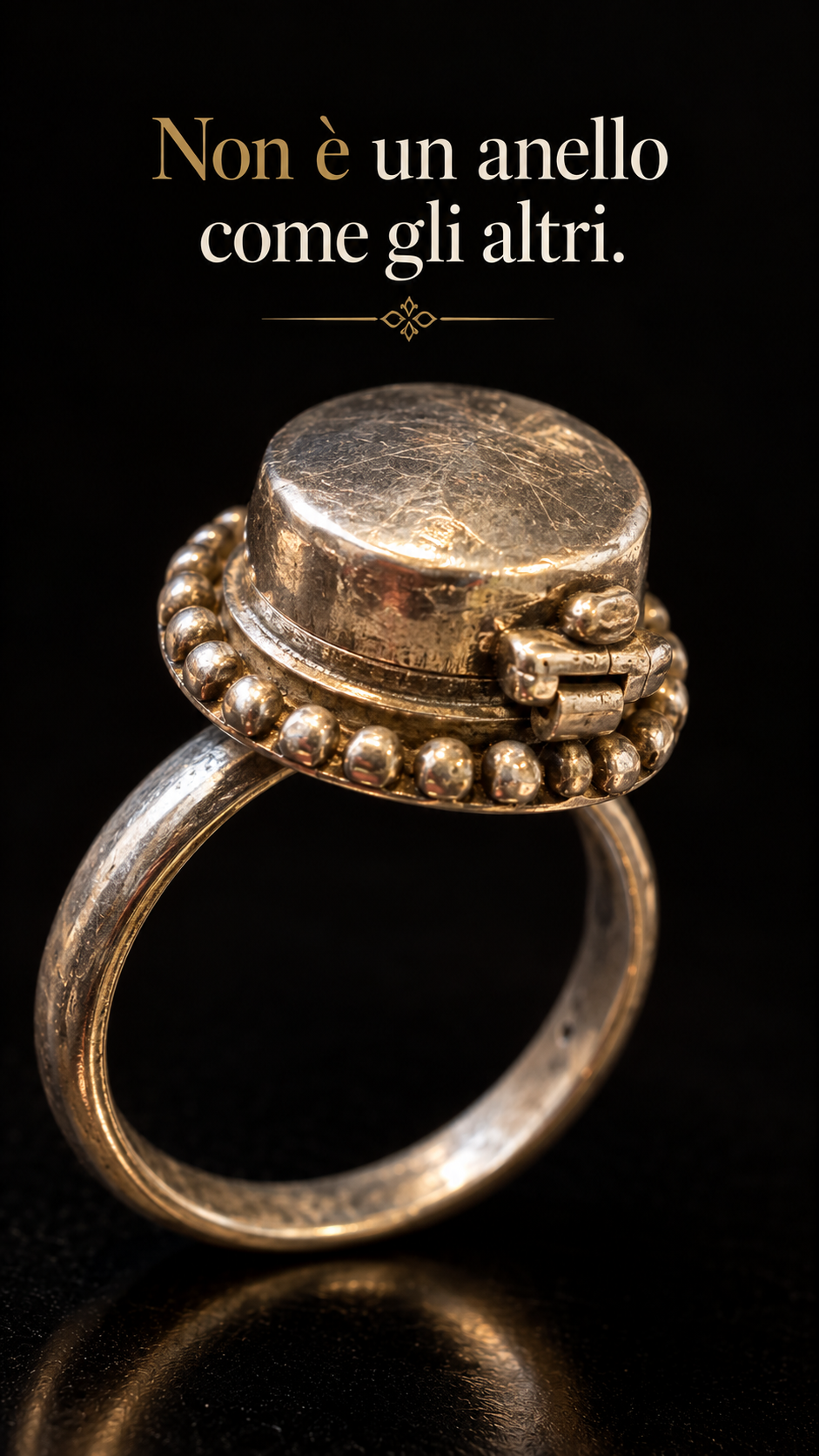Poison ring anello da veleno con scomparto segreto in argento 825