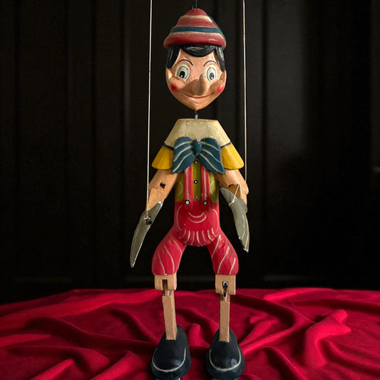 Grande burattino Pinocchio vintage h totale 80 cm