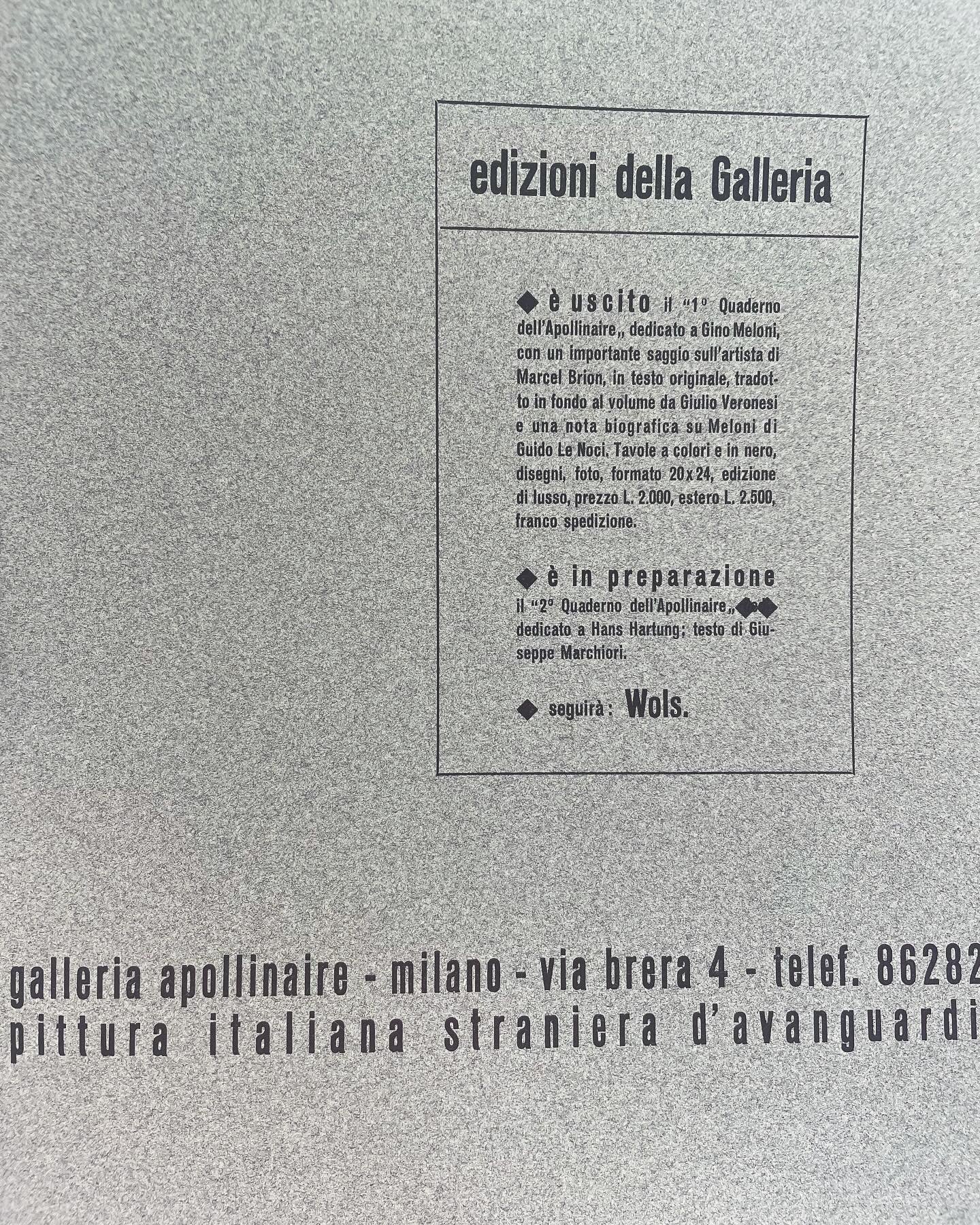 Gino Meloni 1957 Galleria Apollinaire