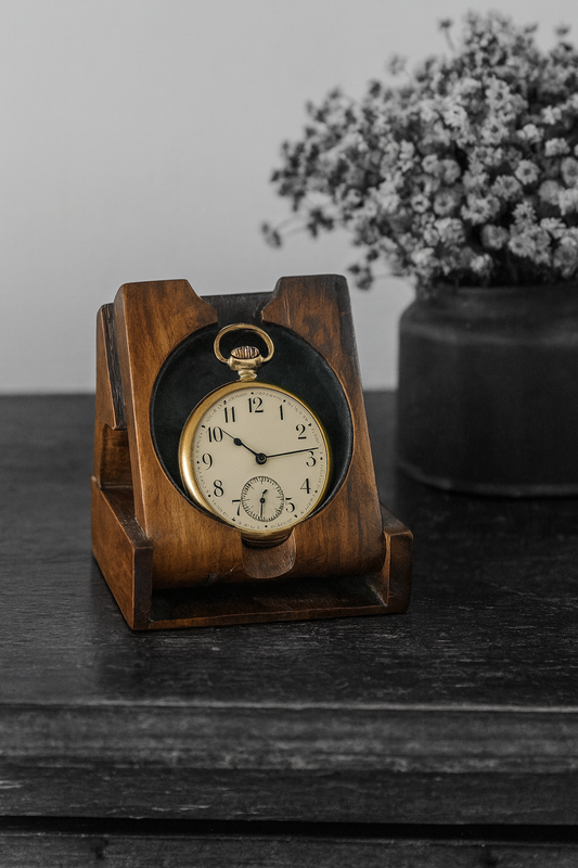 Porta orologio da tasca con meccanismo a scorrimento, italiano primo ‘900