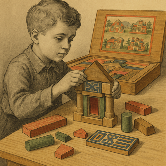 Set di costruzioni d’epoca Baukasten tedesco, anni ‘20 - ‘30