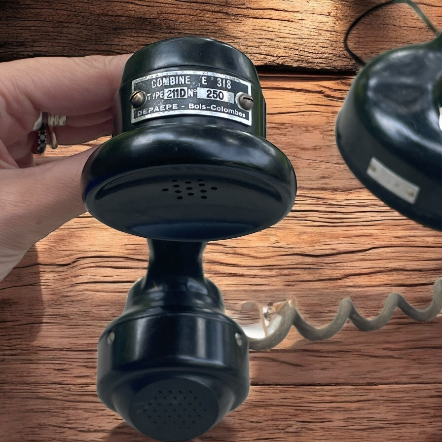 Antico telefono anni 20 Grammont combinato con cornetta e ascoltatore