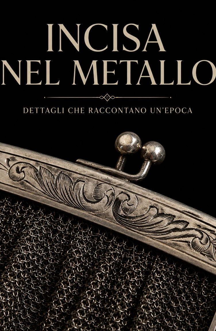 Antica e splendida borsa da sera in maglia anni ‘20 con montatura lavorata e placcata argento