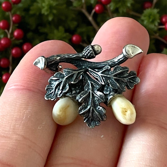 Spilla in argento massiccio con canini di cervo, alpina, tradizione Grandelschmuck