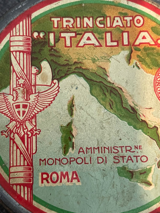 Antica scatola fascista da tabacco “Trinciato Italia”