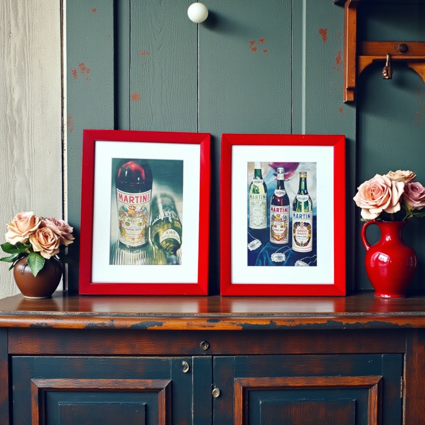 Coppia quadri decorativi Martini Vermouth pubblicità d’epoca 70s
