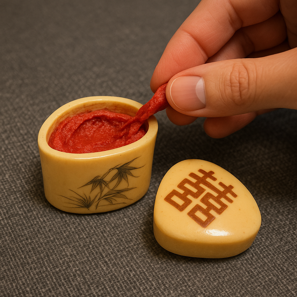 Scatola nuziale in osso cinese per pasta di cinabro