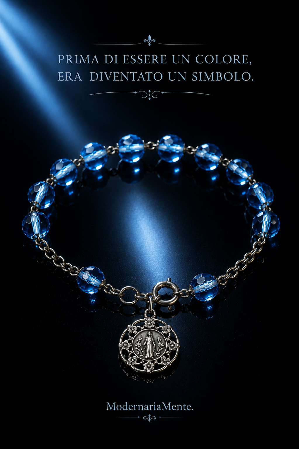 Antico bracciale rosario devozionale Mariano argento e perle, anni 30