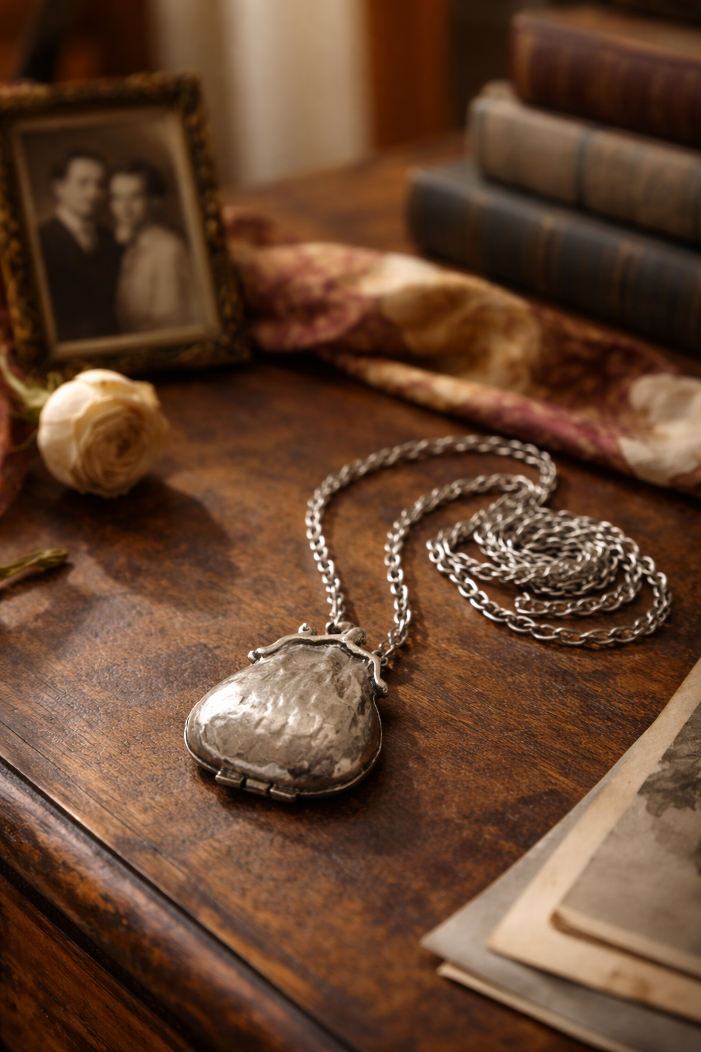 Collana 70s con borsellino apribile ispirata a aumoniêre vittoriana