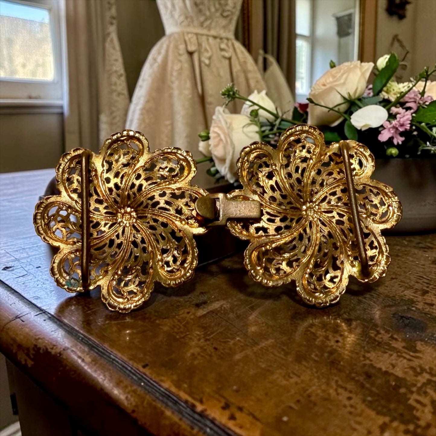 Sash buckle fibbia antica Edoardiana per cinte e cinture