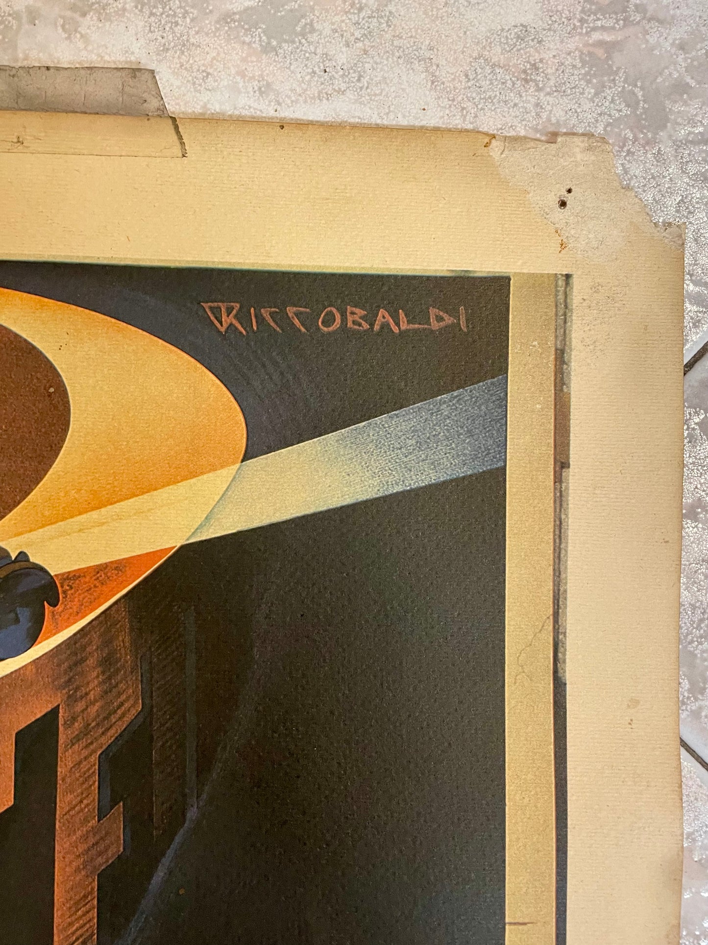 Manifesto futurista Riccobaldi per Fiat, ristampa rara Nebiolo/Fedrigoni anni ‘70