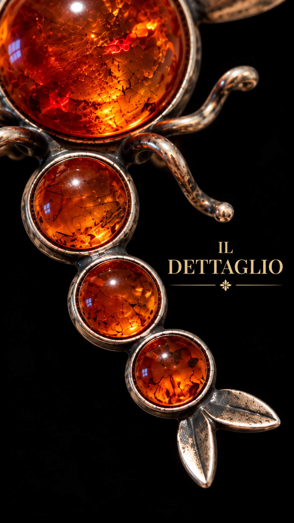 Spilla gioiello argento ed ambra scorpione custode del deserto