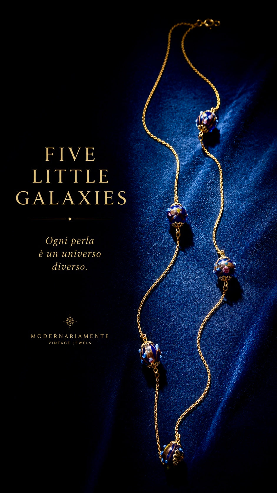 Collana con perle artistiche in vetro di Murano, 70s