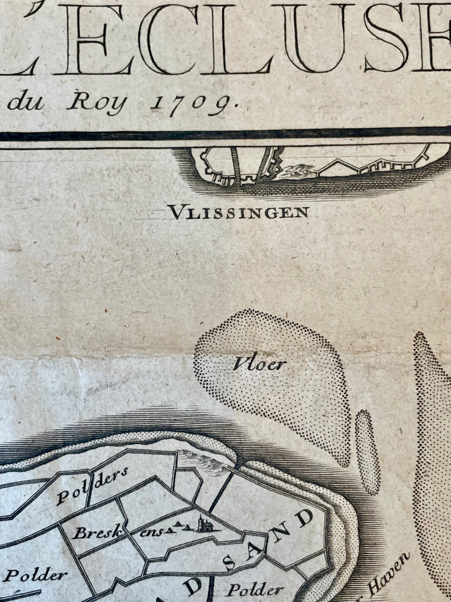 Mappa antica Fiandre (Ostenda, Bruges e polder) par Nicolas De Fer 1709