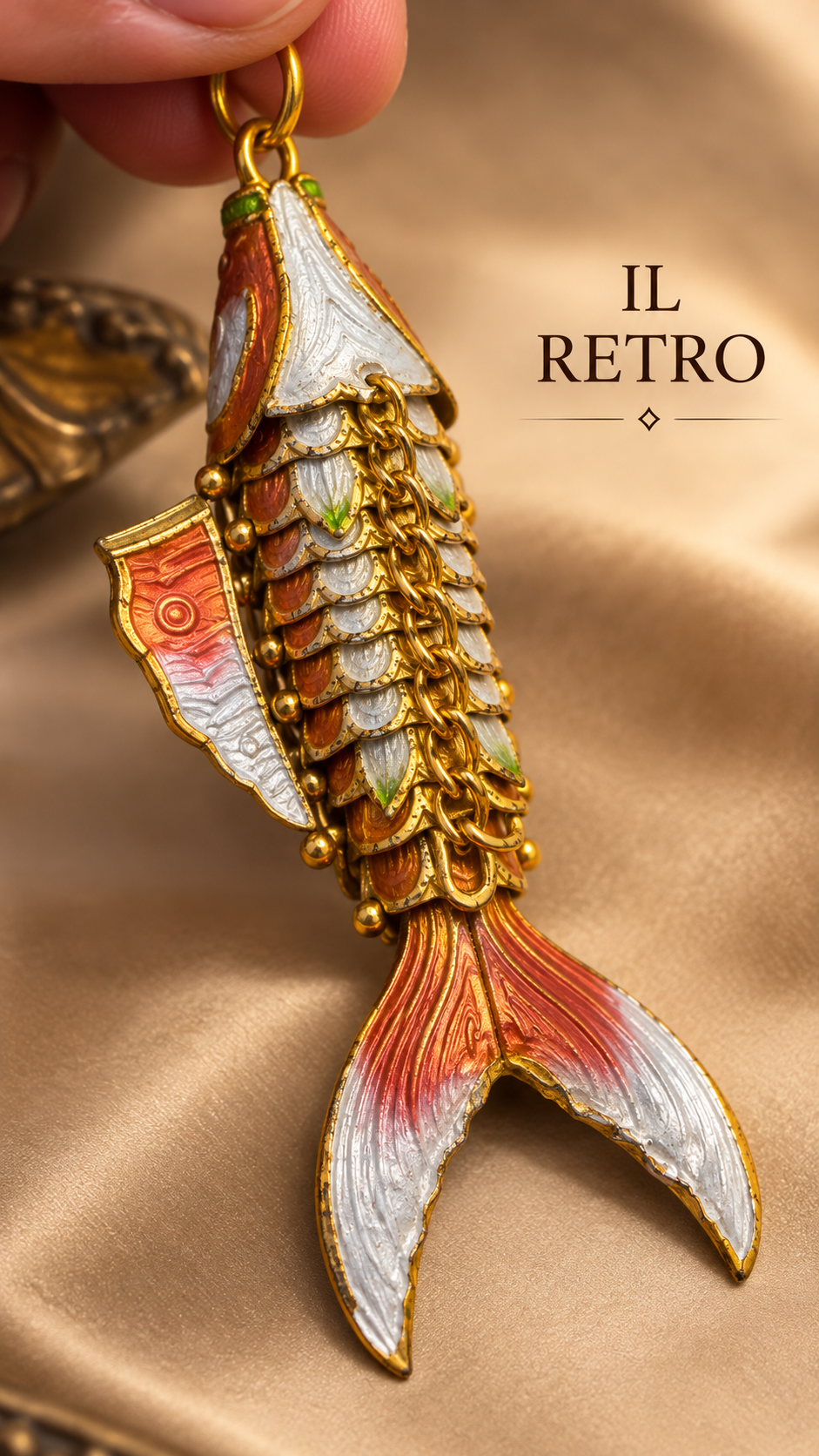 Pesce gioiello vintage pendente ciondolo snodato