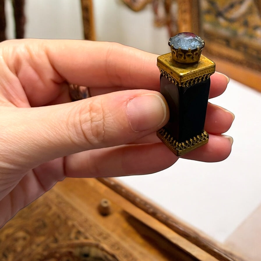 Boccetta gioiello, porta profumo da borsetta anni 50