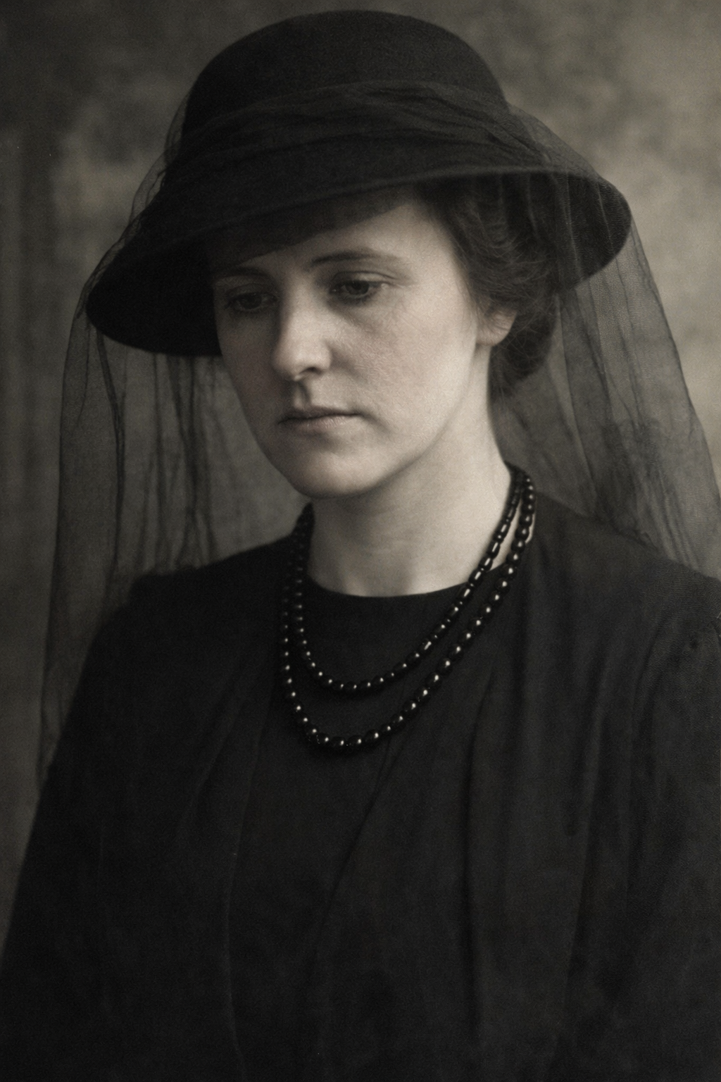 Collana da lutto primo ‘900 in autentico Jet giaietto a doppio filo