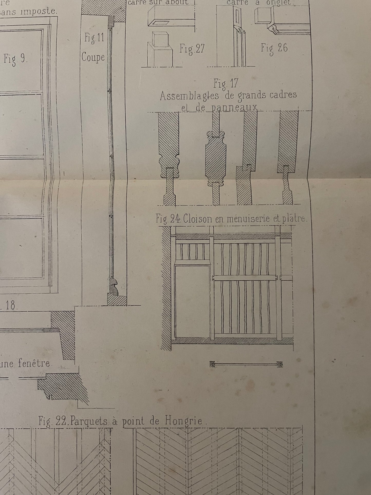 Tris tavole di architettura ‘800 École Arts et Metiers