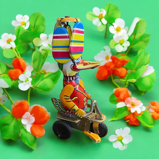 Papera in latta tin toy che pedala gioco stile vintage