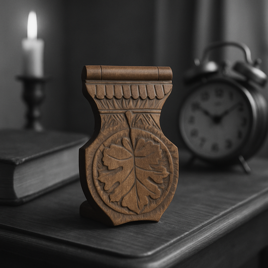 Porta orologio intagliato a mano con motivo fogliato, fine ‘800