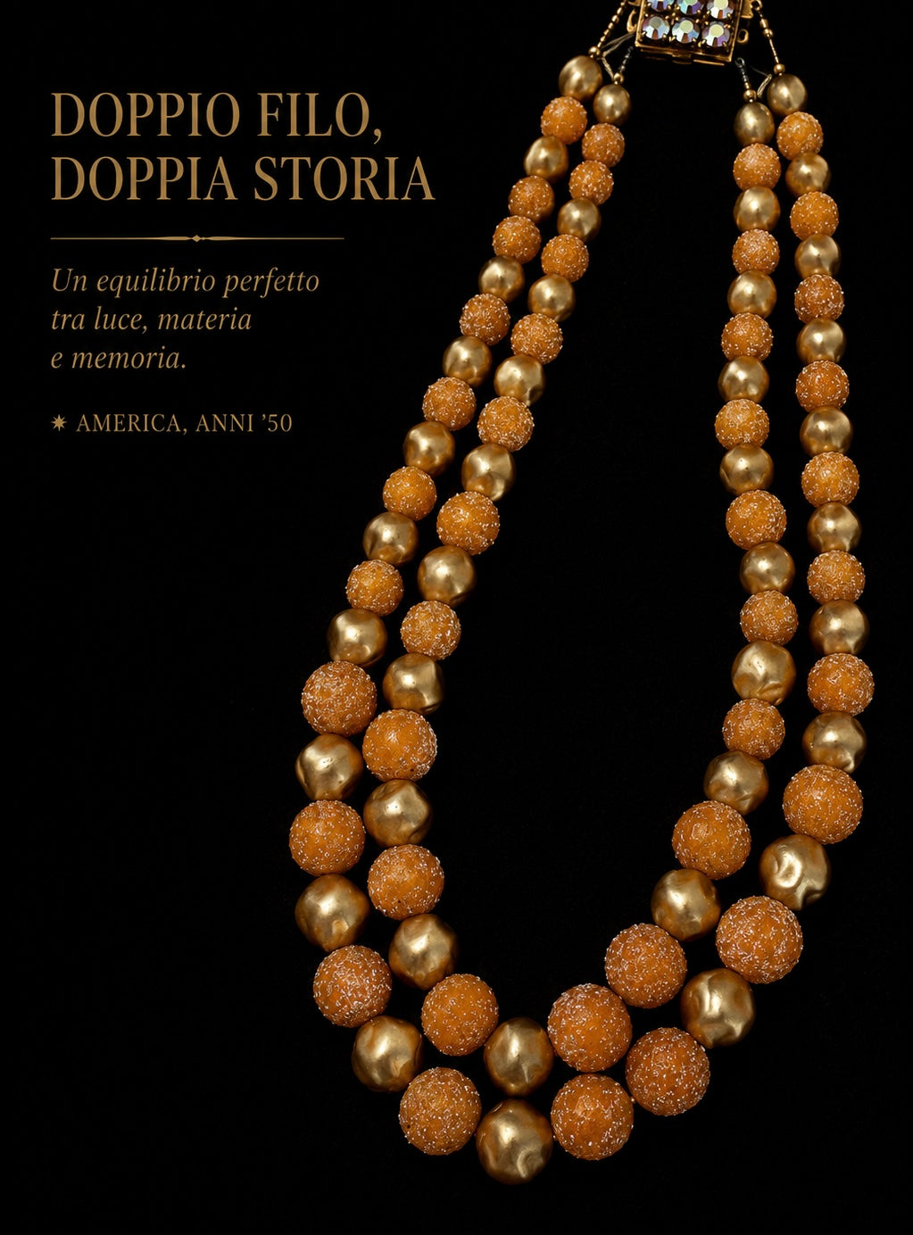Collana costume jewellery made in USA doppio filo degradé con sugar beads