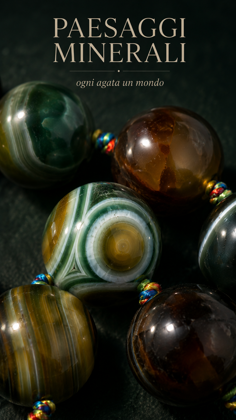 Importante collana in perle di varietà di agate verdi infilate ed annodate a mano, gioiello contemporaneo