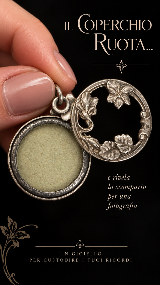 Medaglione art Nouveau a scorrimento con viola del pensiero 1910
