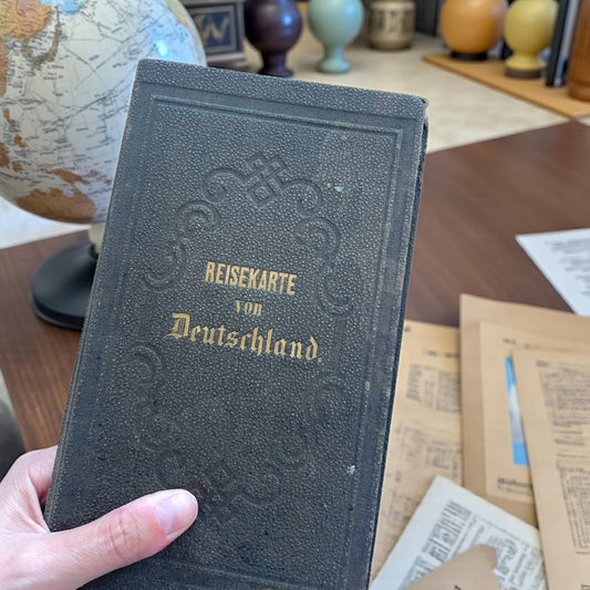 Grande cartina mappa 1871 Impero Tedesco Handtke e Flemming telata ca 105 cm