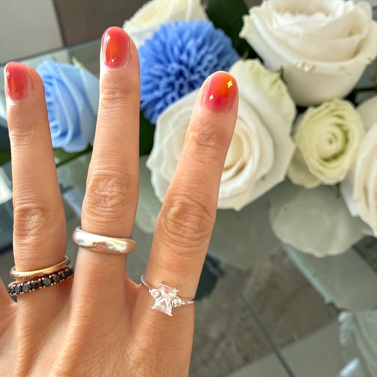 Anello trilogy in argento con zirconia cubica e taglio princess, fine ‘900