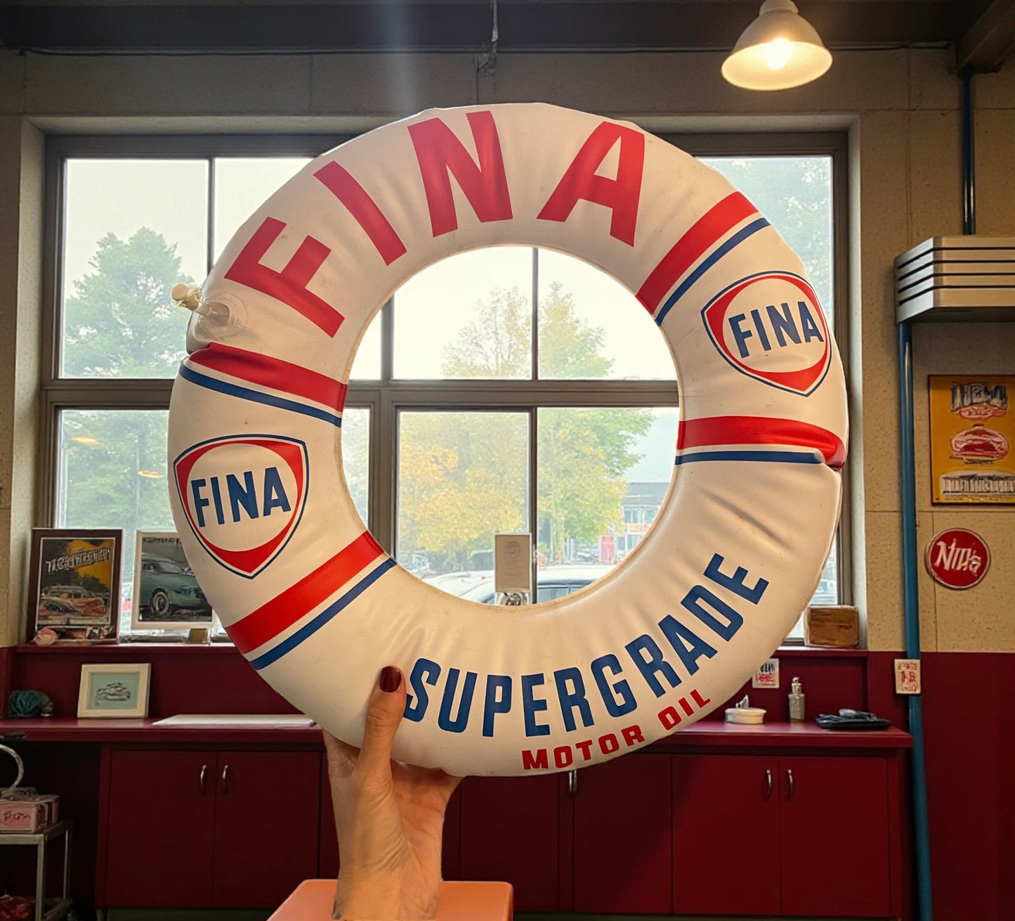 Galleggiante pubblicitario vintage, Fina oil anni 60 automobili ma