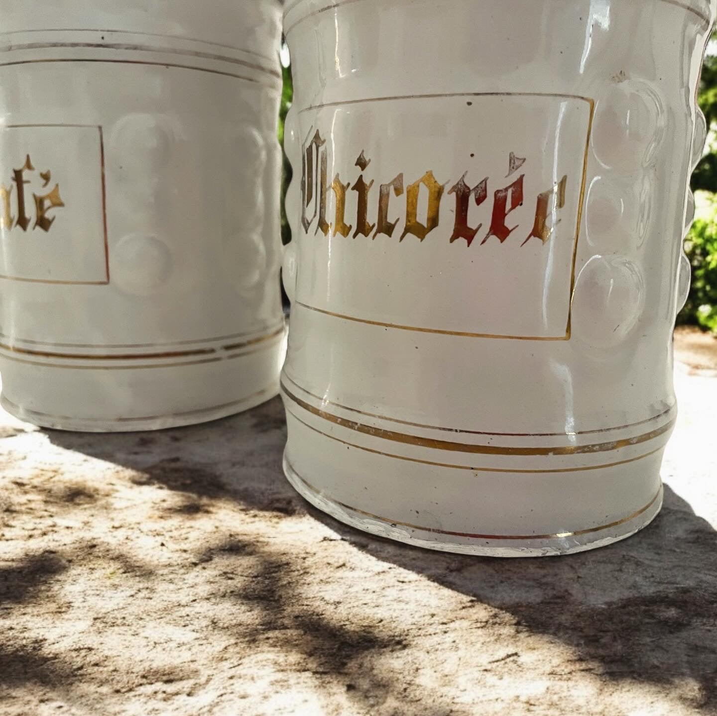 Pair of antique enamel jars from the 1910s