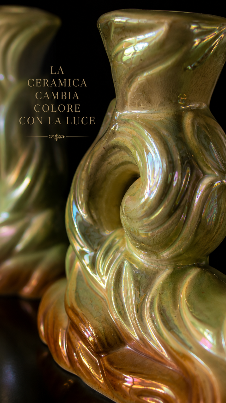 Coppia candelieri rococò revival 40s finitura Mother of Pearl iridescente