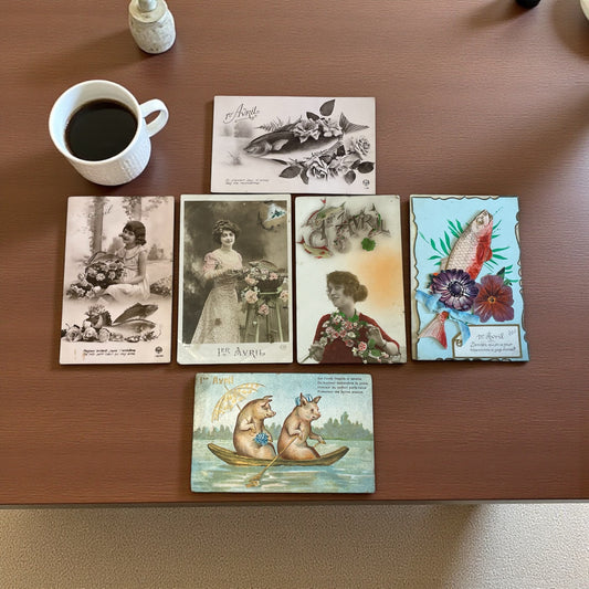 Collezione n. 6 cartoline Pesce d’Aprile francesi anni 30-40