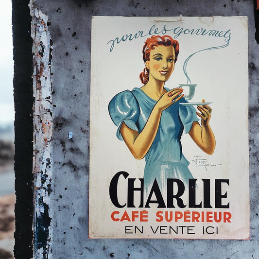 Caffè Charlie advertising cardboard