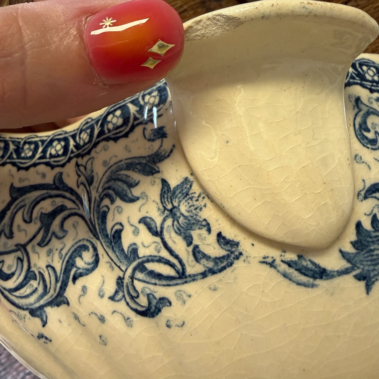Salsiera d’epoca GIEN primi ‘900 con splendido decoro blu