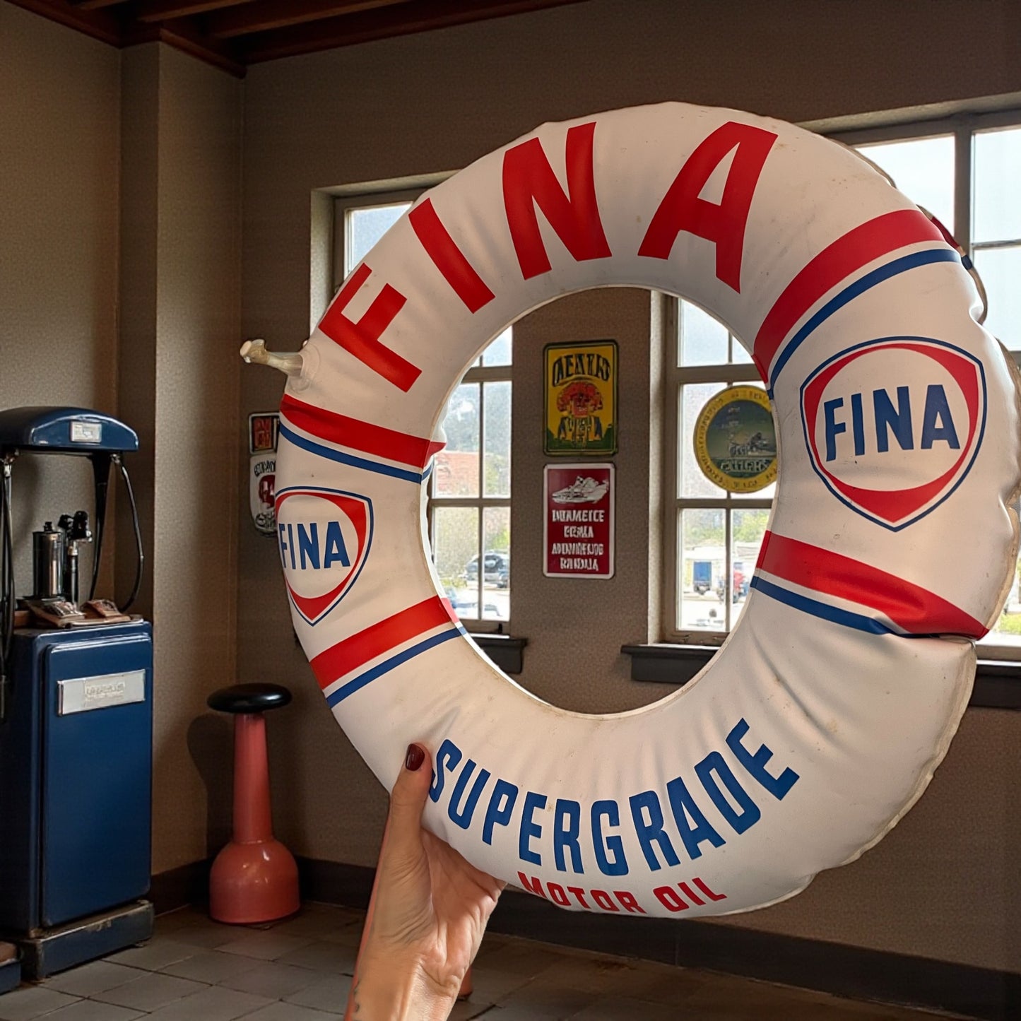 Galleggiante pubblicitario vintage, Fina oil anni 60 automobili ma