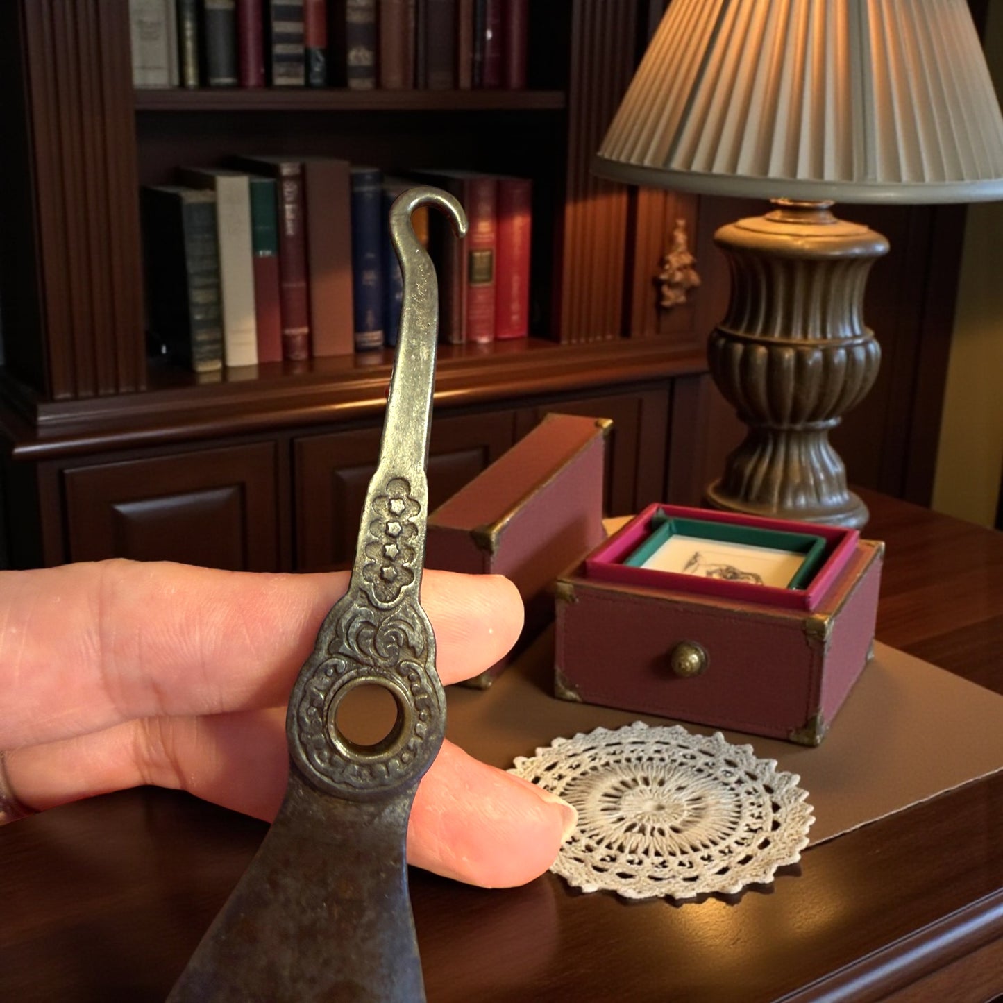 Calzascarpe & botton hook, strumento vittoriano pieghevole due in uno