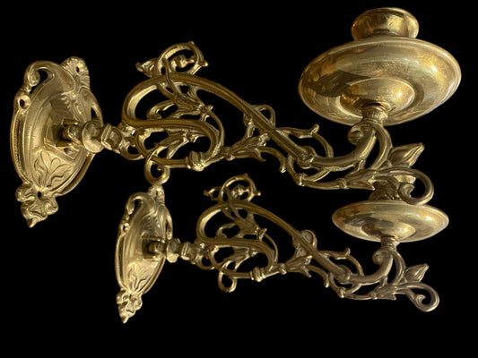 Coppia candelabri da pianoforte, Liberty, fine ‘800 - primo ‘900