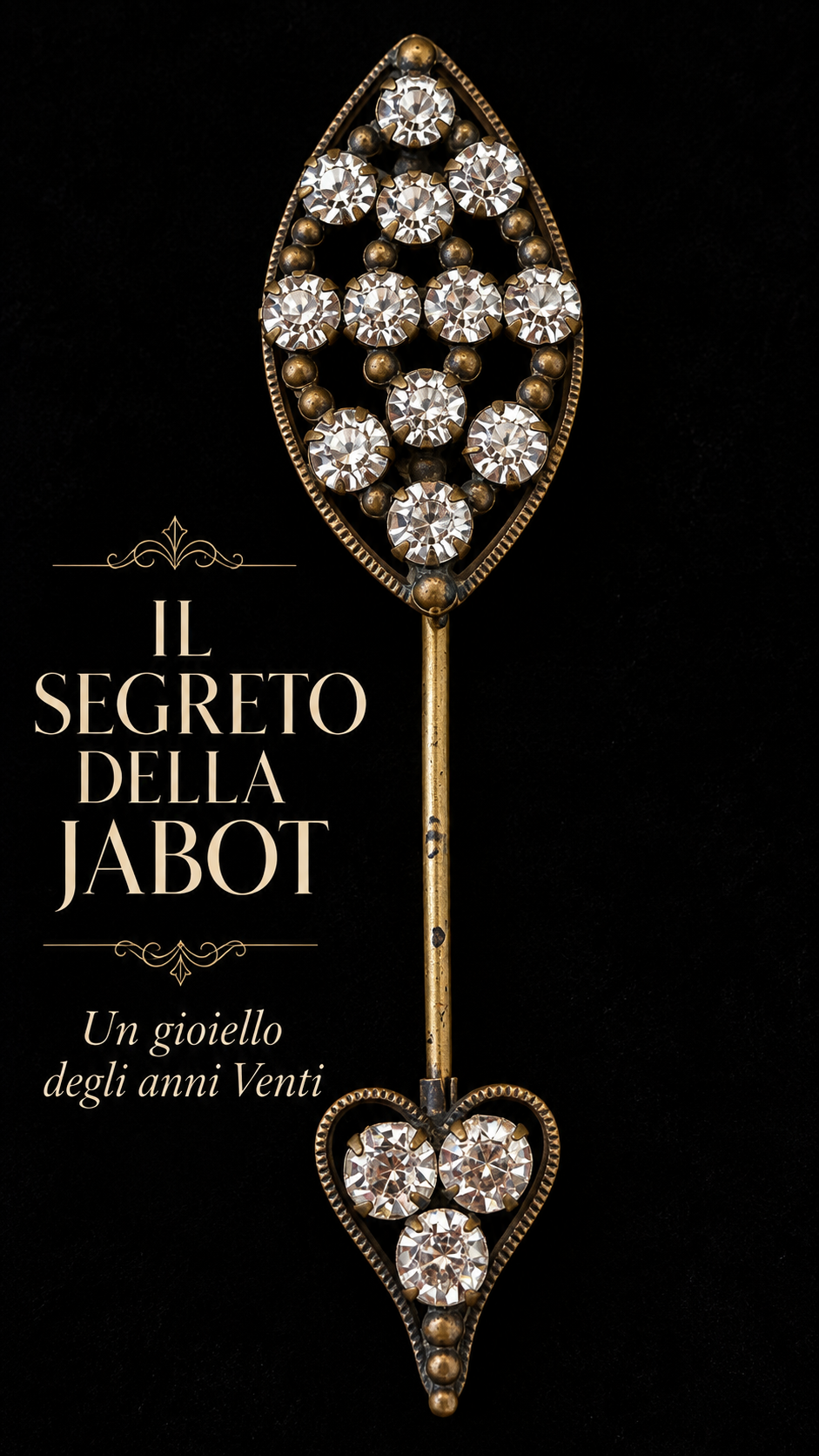 Antica spilla jabot art déco anni ‘20 - ‘30 con navetta ed elemento mobile a cuore