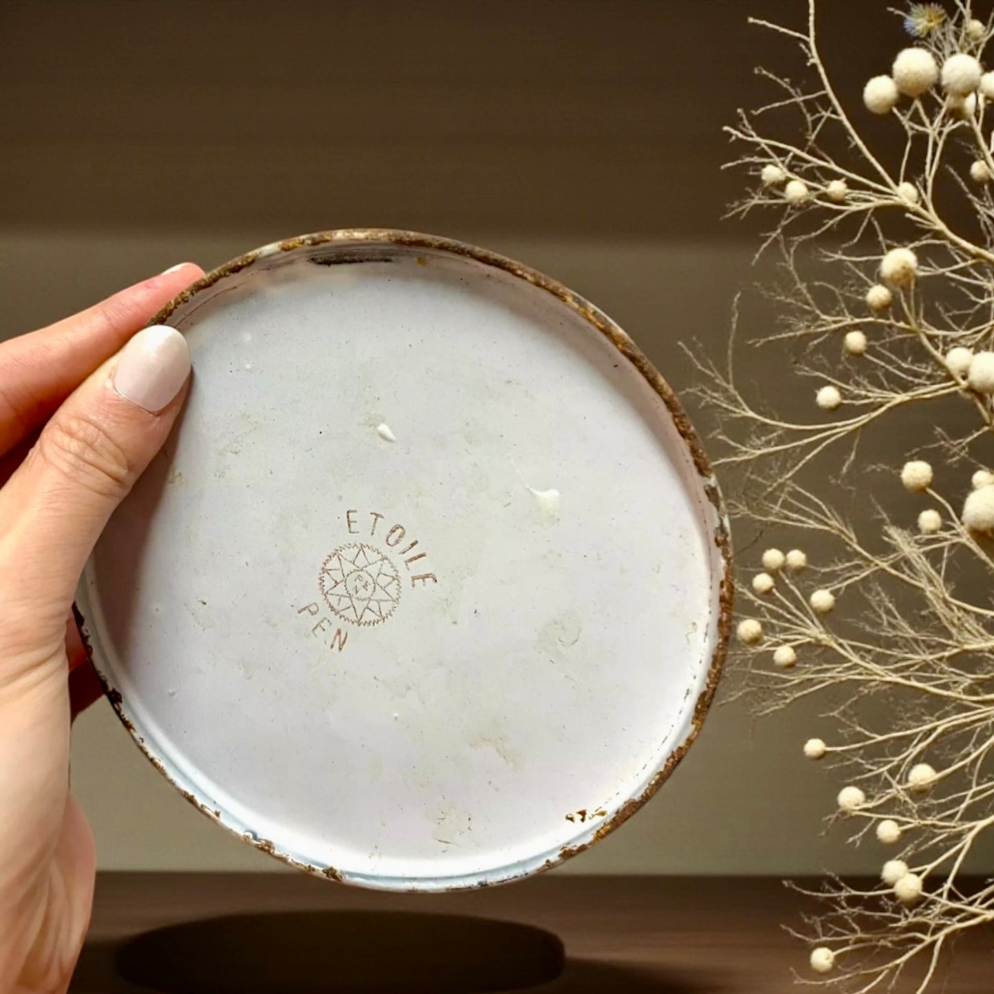 Coppia barattoli smaltati provenzali antichi da cucina, anni 20-30