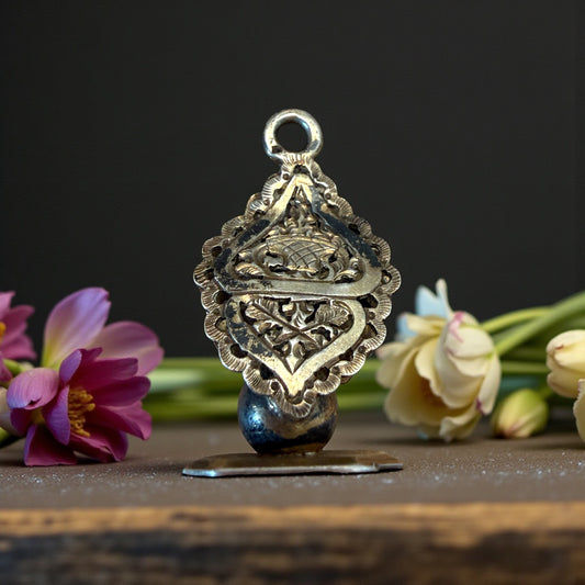 Sigillo antico in argento da incidere per ceralacca, fine ‘800 - primo ‘900