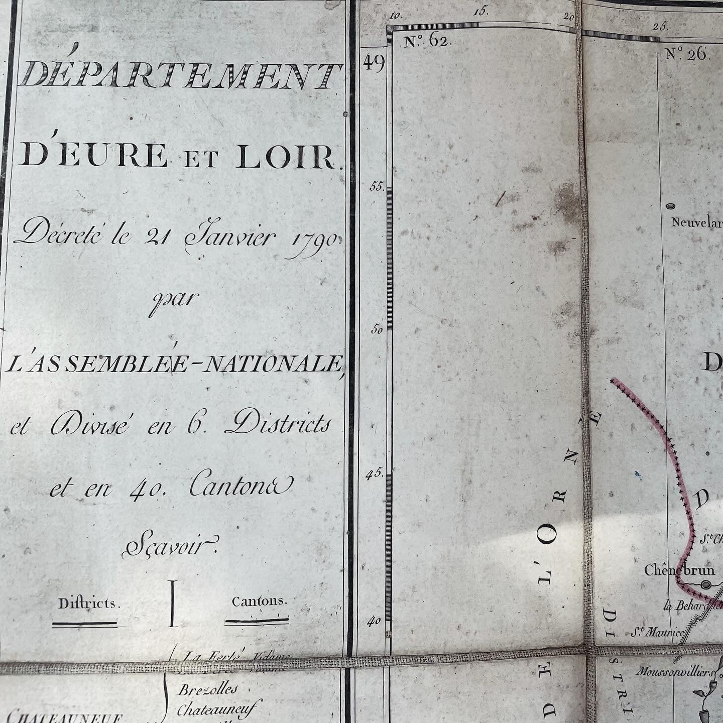 Loire map 1790 canvas Houdon